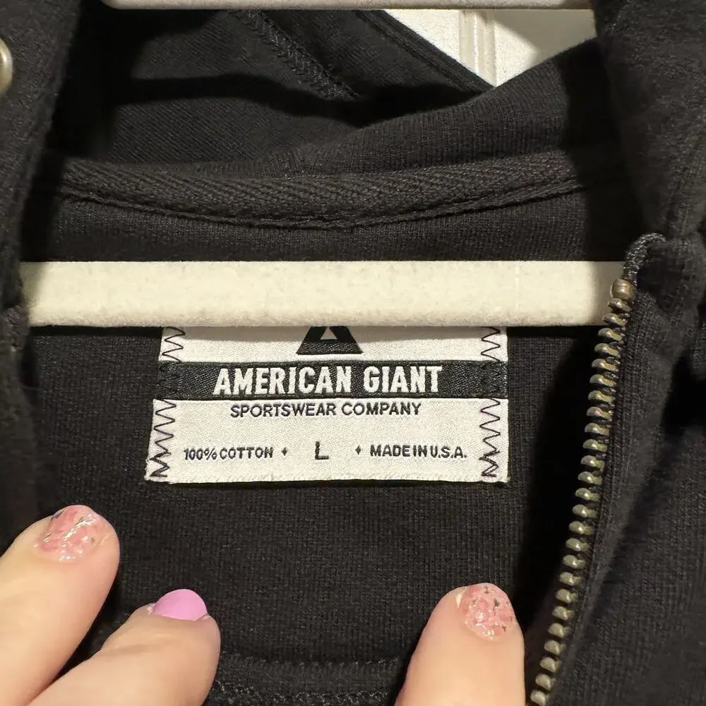 American Giant Black Classic Full Zip Sweatshirt Heavyweight Mens Large - Picture 4 of 5